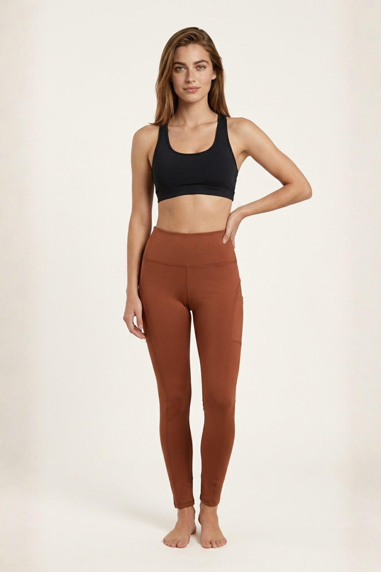 Calza Push Up Café Con Bolsillo