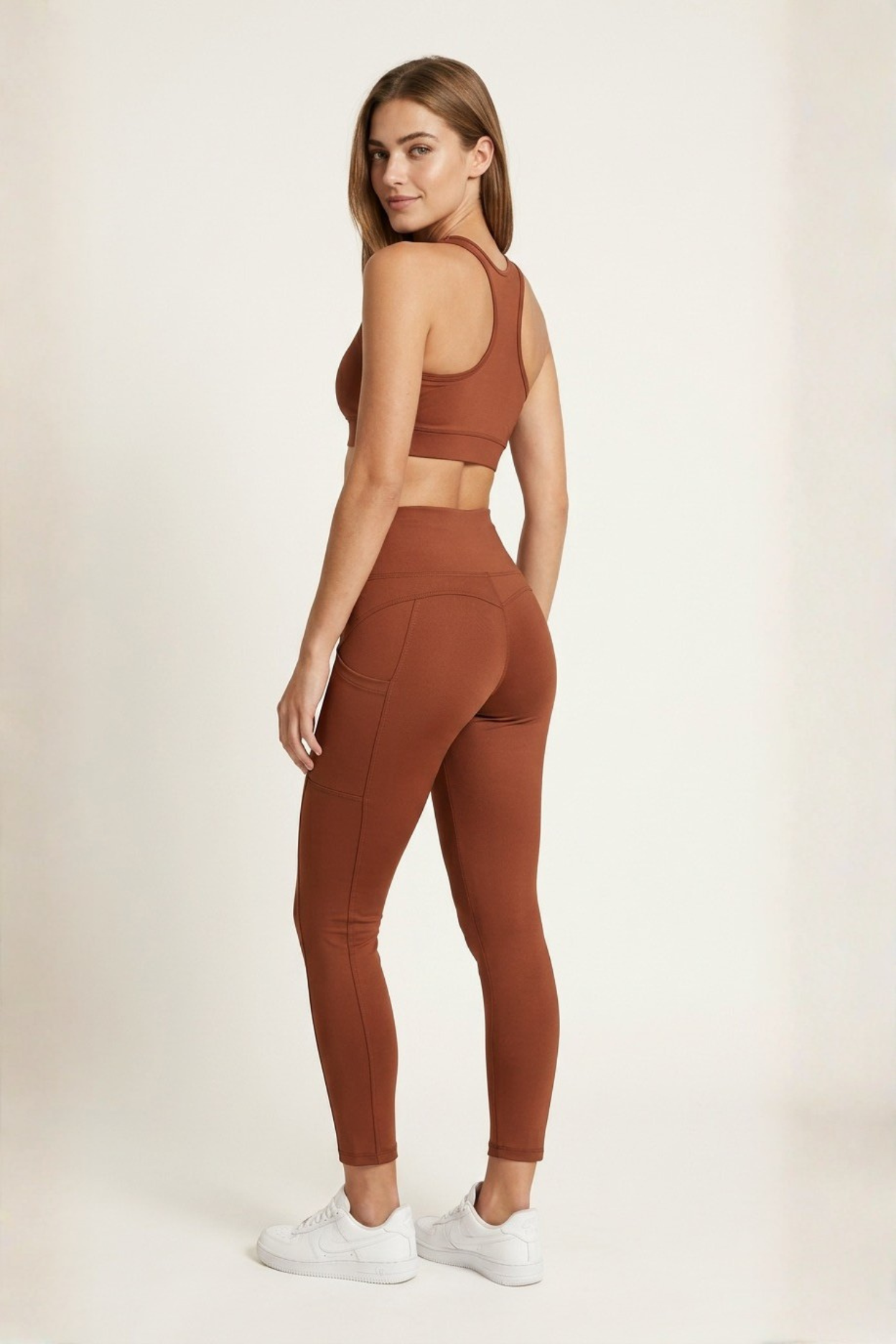 Calza Push Up Café Con Bolsillo