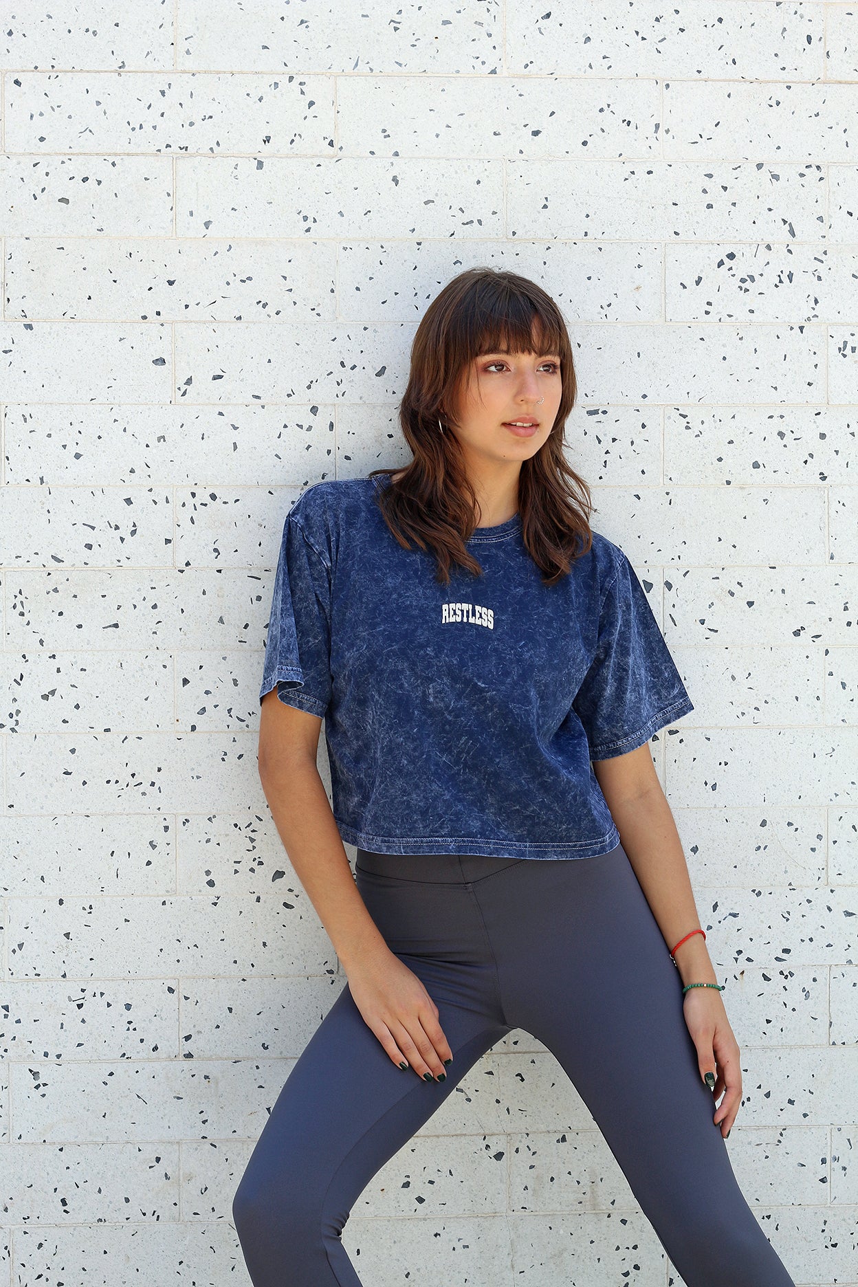 Crop Teñido Azul Restless