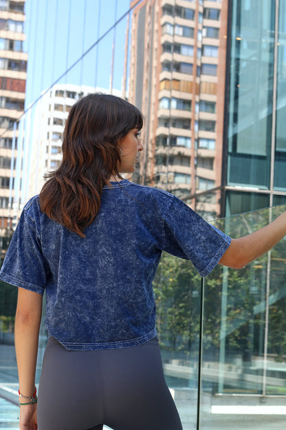 Crop Teñido Azul Restless