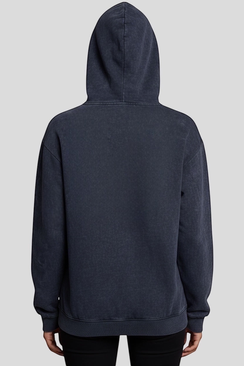 Restless black oversized acid wash hoodie with adjustable hood and kangaroo pocket. Features a distressed effect.