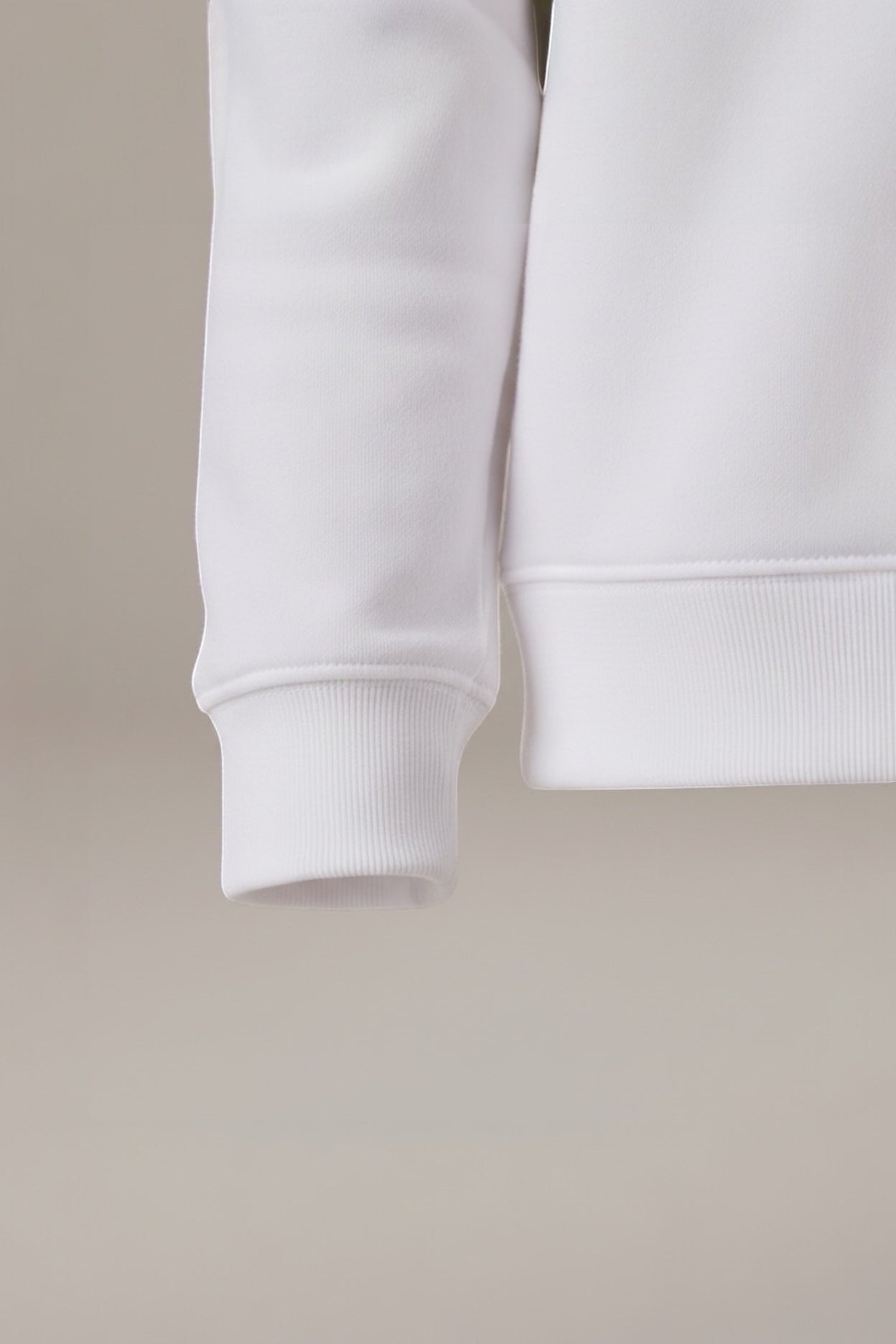 Restless classic white flannel sweatshirt with ribbed cuffs and hem.